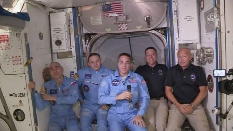 Astronauts speak from ISS after Crew Dragon launch