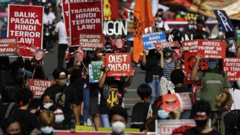 Thousands protest Philippine president’s annual speech