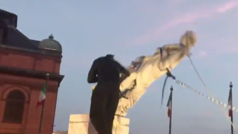 Baltimore Protesters Topple Christopher Columbus Statue, Throw It Into The Harbor